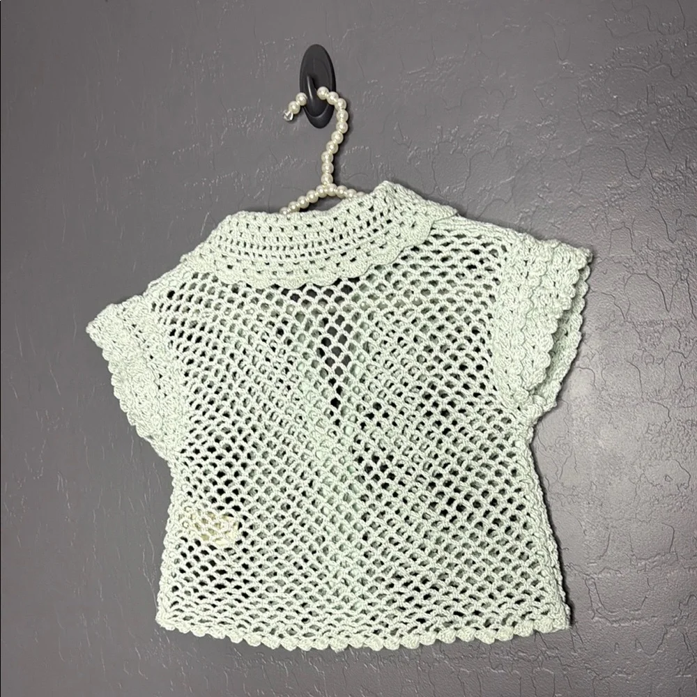 New Free People Lily Crochet Top in Green